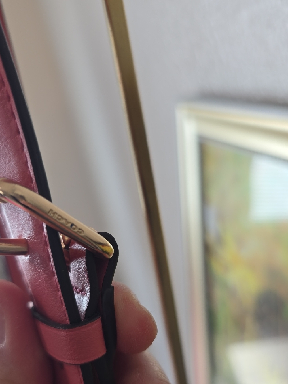 Coach Georgie Saddle Bag Pink & Tan Pebble Leather Crossbody Pink Tan Gold EU - Picture 14 of 15